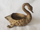 CHARMING ANTIQUE GILT METAL CONTINENTAL SALT CELLAR MODELLED AS A SWAN
