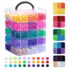 6000Pcs Pony Beads, 30 Colors 6x9MM Kandi Beads Bulk for Crafts Bracelet Maki...