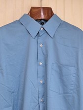 Arrow Dress Shirt Mens 17.5 36/37 Blue Fitted Wrinkle Free Stretch Long Sleeve