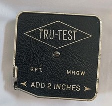Vintage - 1960s Tru-Test MH6W Tape Measure, 2"×2" Made In USA 6Ft