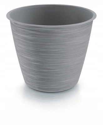 Runder Blumentopf aus Kunststoff hellgrau 17 cm Furu