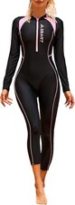 UV Rash Guard Women Long Sleeve One Piece Swimsuit Surfing Bathing Suit Swimwear