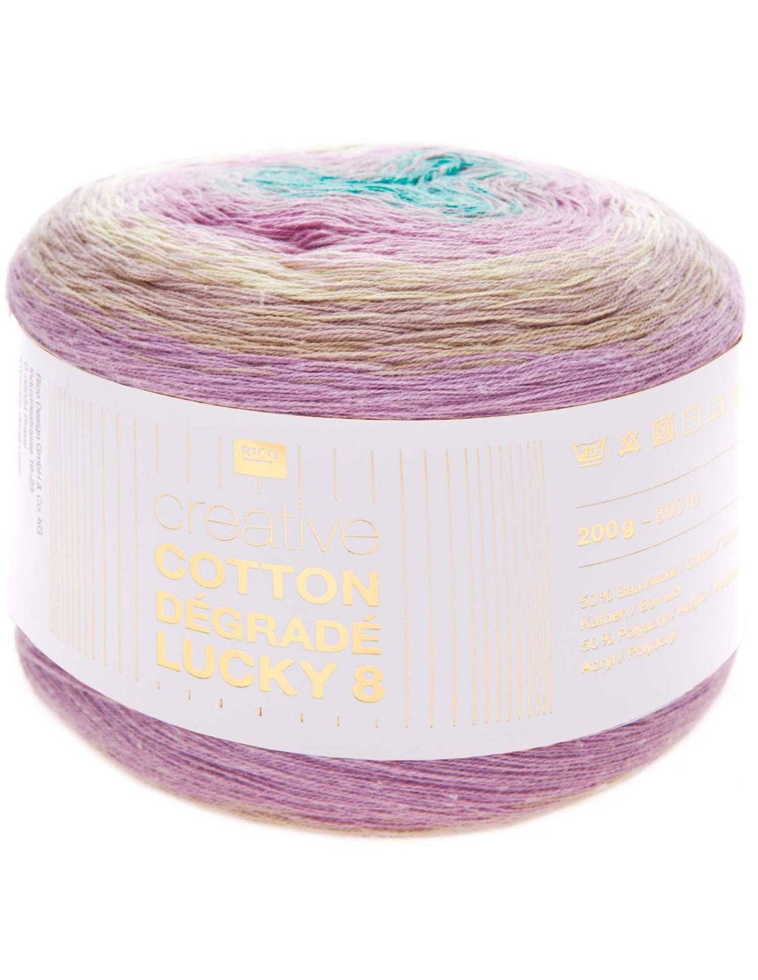 Pelote Creative cotton dégradé finis les nœuds au tricot fil coton lilas clair vert