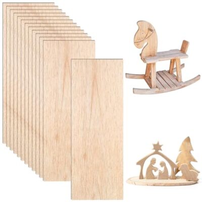  10 Pack Balsa Wood Sheets 12 x 4 Inches Unfinished Wooden 0.06 Inches Thick