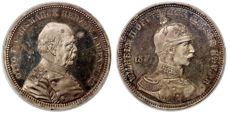 Germany Empire PRUSSIA Wilhelm II Silver medal 1894 PCGS Specimen 62 Top Pattern - Image 4 of 4