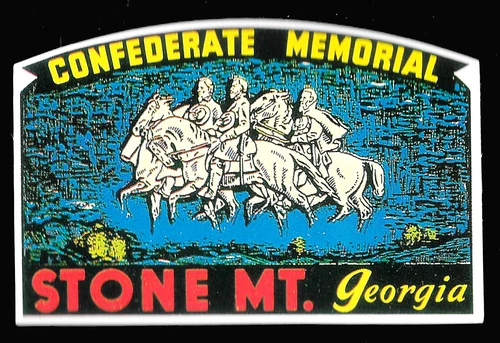 1950s VINTAGE CAR WINDOW TRAVEL STICKER STONE MOUNTAIN GEORGIA CONFEDERATE MEMOR