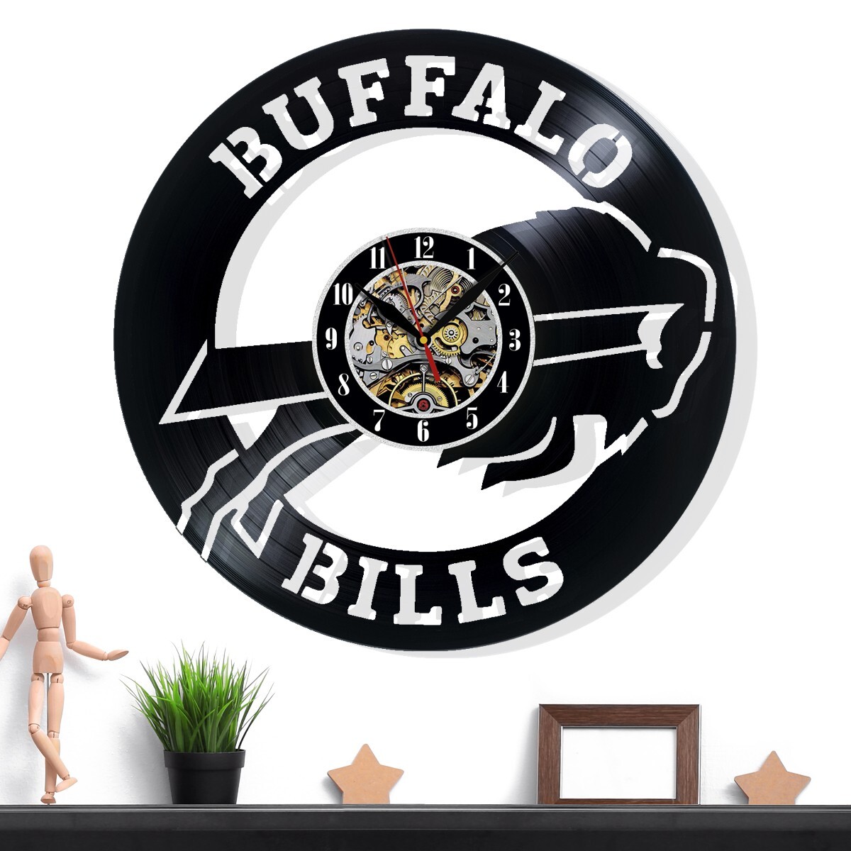 Buffalo Bills Vinyl Wall Clock - Retro Decor - Home Accent - Perfect Gift
