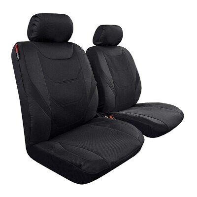 For Nissan Maxima Front Set Car Seat Covers Black Canvas w/t Mesh