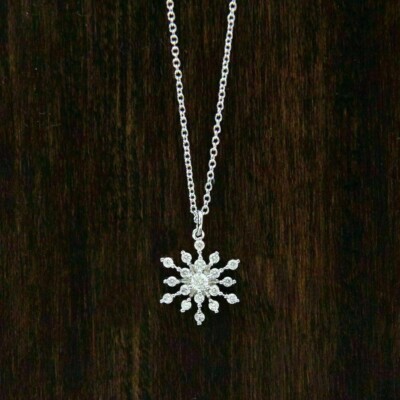 Natural Moissanite 14k White Gold Plated Snowflake Women's Pendant For Gift