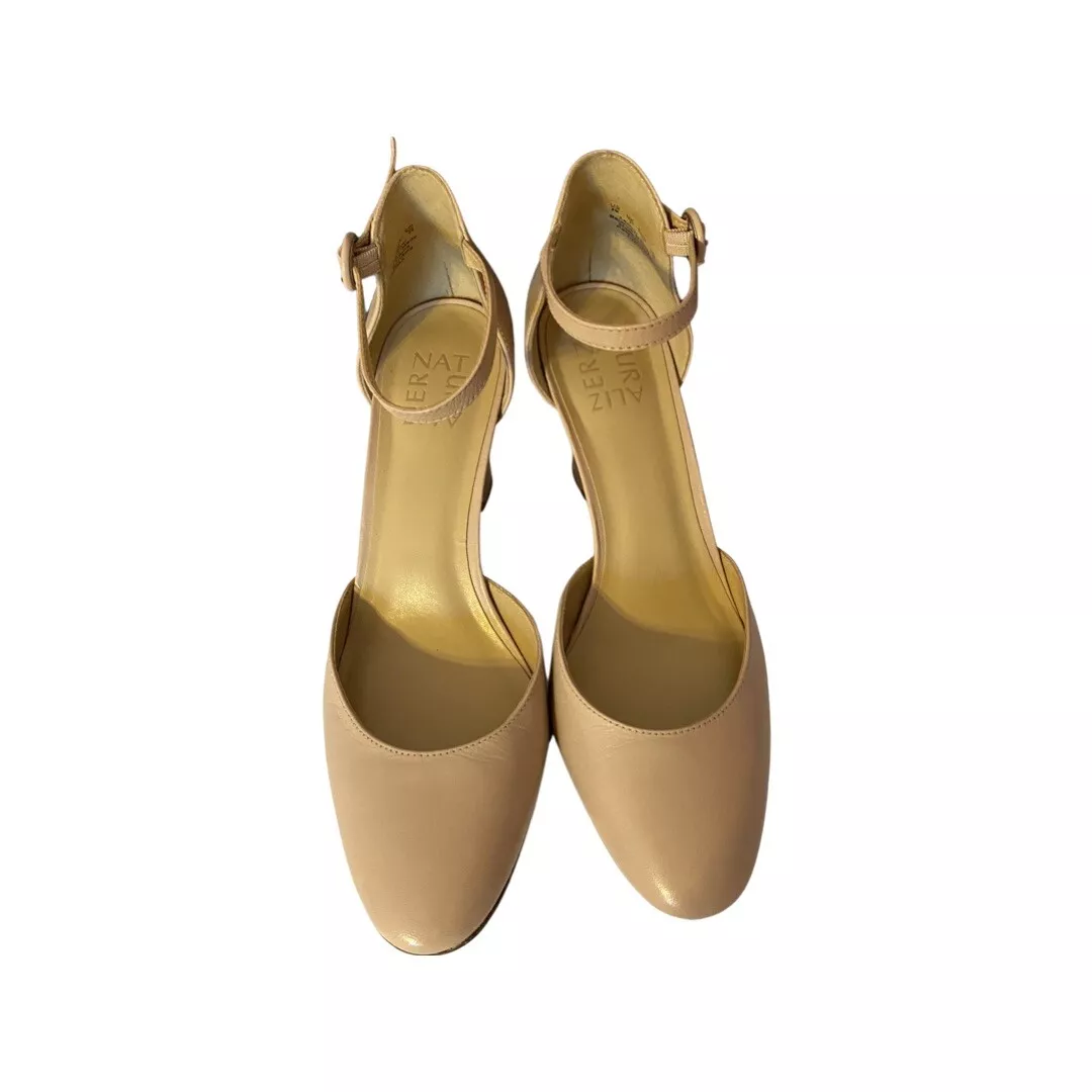 Naturalizer Sz 9M Women s Shoe Pumps Heels Ankle Strap Beige Gianna Leather EUC
