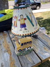 School Bus Lamp Desk Abc 123 Child Kid Teacher Susan Winget W Shade Collectible