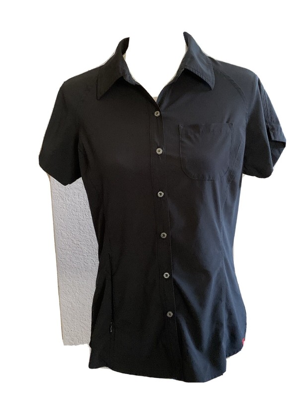 The North Face Black Button Down Top Shirt Short Sleeve Ladies Sz Medium