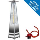 PYRAMID PATIO HEATER STAINLESS STEEL 13KW QUARTZ GARDEN FIRE REGULATOR WHEELS