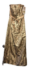 Scott McClintock SZ 8 formal gold w black brocade strapless A-line long gown NWT