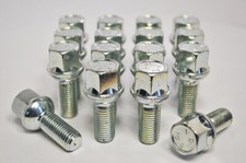 16 X M14 X 1.5, 30mm Gewinde, Kugelbund Rad Bolzen (Silber)