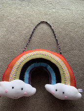 OXFAM Nook Nook Handcrafted Plush Rainbow Cloud Decorative Hanging Mobile  RARE