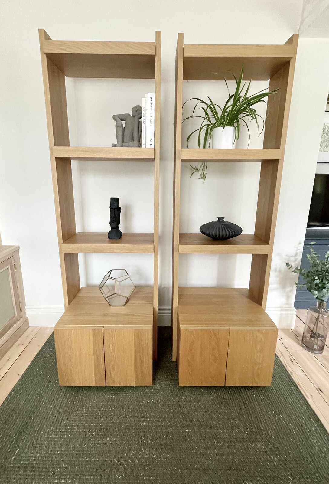 NARROW BOOKCASE UNITS Pair Vintage Habitat Solid Oak & Veneers Alcove Storage eBay