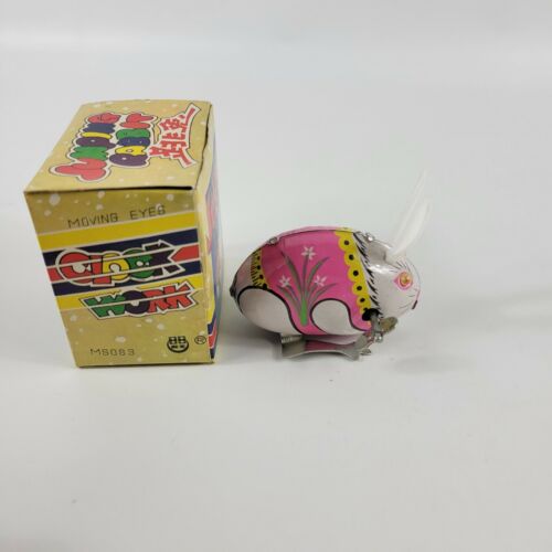 Vintage Metal Windup Jumping Rabbit Toy 2 inches in Box MS083 With Key Easter - Picture 5 of 8