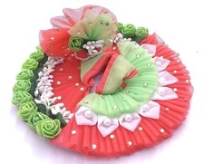 Handcrafted Laddu Gopal Ji Dress with Green Flowers  Mukut, Size: 0
