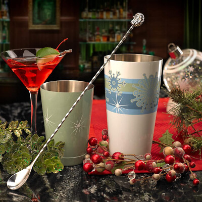 BarFly Holiday Shaker Set Mixology Gear Snowflake Stainless Steel NEW