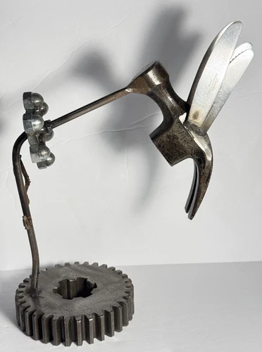 Scrap Metal Art Welded Decor Steampunk Hummingbird Nuts Bolts Hammer Gear Flower