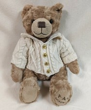 FAO Schwarz 12  2017 Anniversary Beige Teddy Bear Soft Plush Cardigan Sweater