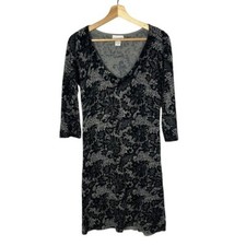 Soft Surroundings Black & Gray Lace Floral Sweater Dress S