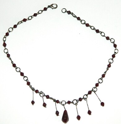 Collier Vintage En Métal Argenté Avec Verre - Occasion - Style Rétro Et élégant