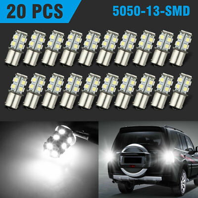 20x Super White 1156 1141 13-SMD RV Camper Trailer LED Interior Light Bulbs Lamp