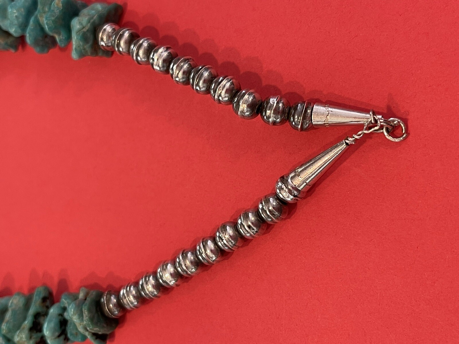 3mm Sterling Silver and Turquoise Navajo style bead choker main image 0