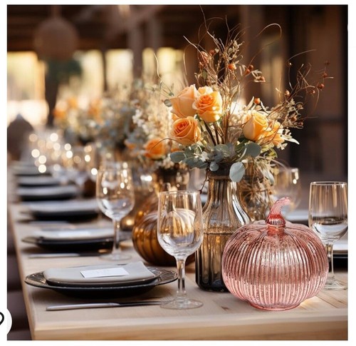 Rose Gold Thanksgiving Decorative Light Up Pumpkin Mercury Glass W/Timer Option - 第 4/4 張圖片