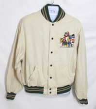 KELLOGG CANADA 1995 ROOTS SPORTING GOODS VARSITY JACKET L-XL BEIGE & GREEN VTG