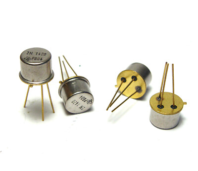 4x USA Transistor Ti 2N1420 / 2 N 1420, Texas Instruments, Gold Pin, NOS
