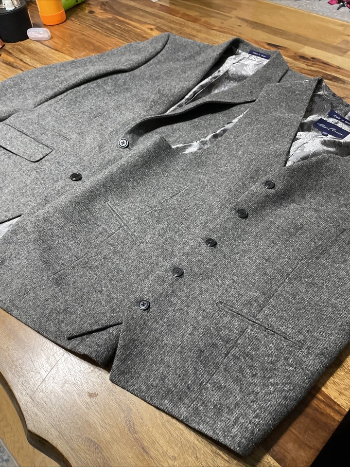 Blazer y chaleco Alan River 40S (medio) gris oscuro conjunto de 2 piezas chaqueta y chaleco para hombre Foto 3 de 4