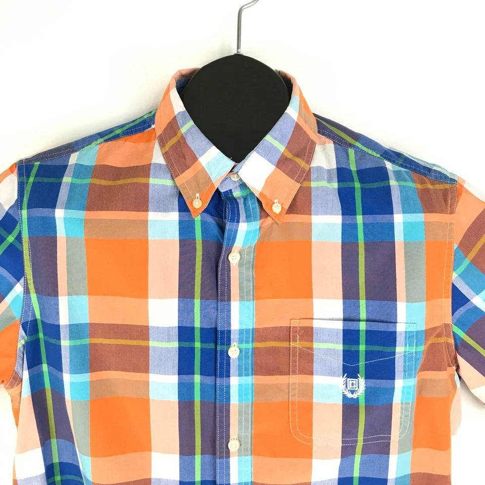 Chaps Button Down Shirt Men's Medium Casual Short Sleeve Cotton Blend Plaid - Image 2 of 4