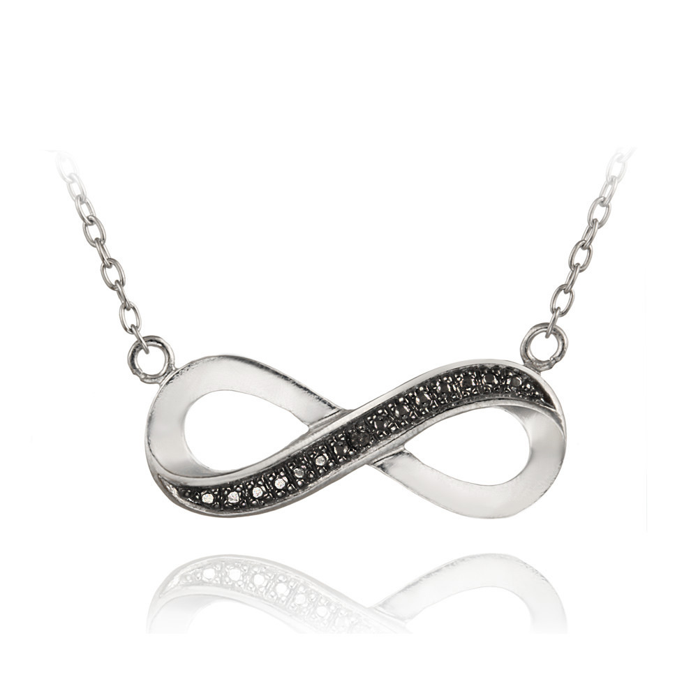 925 Silver Black Diamond Accent Infinity Necklace, 18