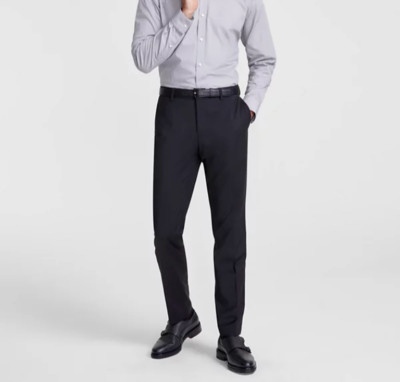 Hugo Boss Men's Slim-Fit Superflex Stretch Solid Suit Pants Black 40W x 33L