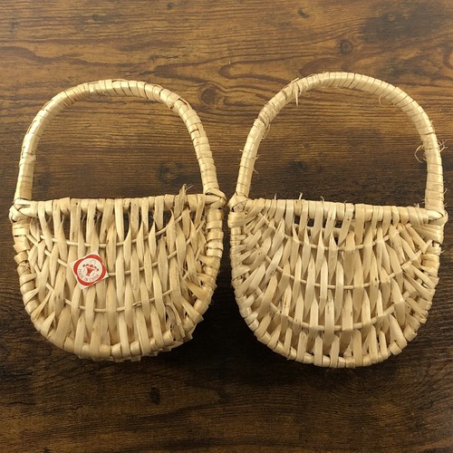 2 Basket Straw Wicker Woven with Handle Wall Mounted Hanging Basket Crafts Decor - Picture 6 of 7