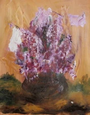 Contemporary still life with flowers oil painting
