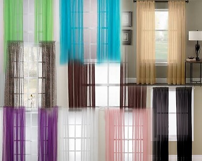 2 PANELS VOILE SHEER FABRIC ELEGANT WINDOW CURTAIN DRAPE USE MANY STYLES 52''X84''