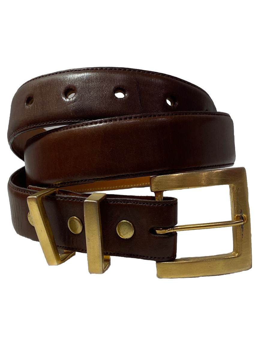 Karen Callan Brown Leather Belt with Brass color ring Shop Carlisle Belts for Women on Mercari | New & Used Deals  main image 4