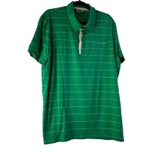 Icebreaker Merino Green Striped Polo Size XL