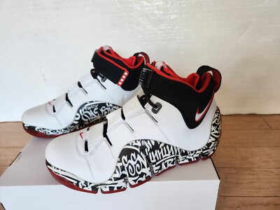 NEW* NIKE Zoom LeBron IV 4 Size 8.5 Black Red White DJ4888-100 Jordan King James