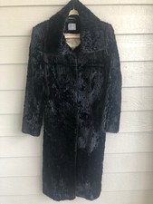Oasis Black Faux Fur Long Coat Uk 10 Eu 36