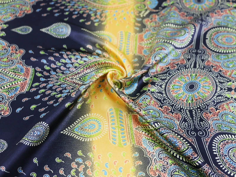 By Yard Dress Material Charmeuse Ethnic Paisley Patchwork Satin Fabric Printed - Image 2 of 4