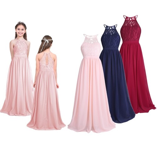 Girls Dresses Kids Dress Zipper Gown Party Bridesmaid High-waisted Pageant Big - Picture 4 of 60