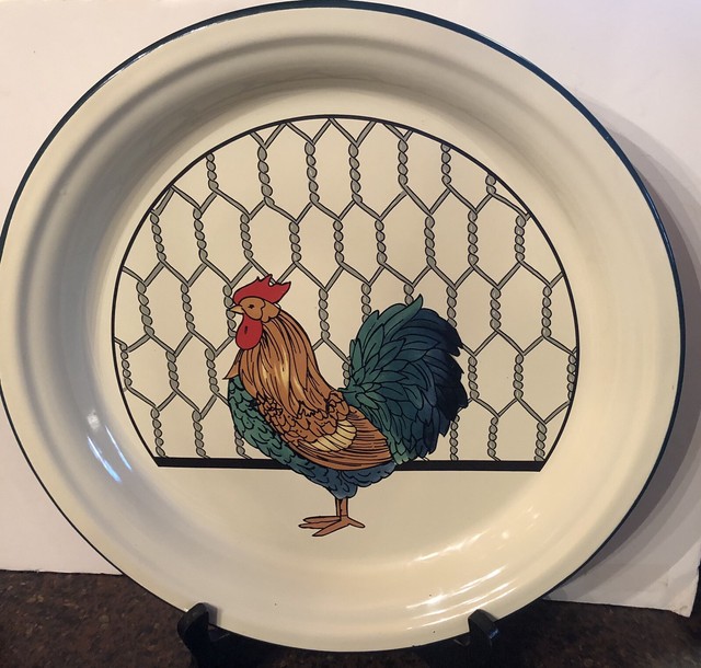 CRACKER BARREL ENAMEL ROOSTER ROUND SERVING TRAY 12 1/4" DIAMETER eBay
