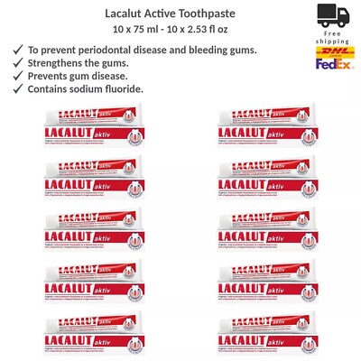 Lacalut Aktiv Toothpaste Prevent Gum Disease Bleeding Reduce Sensitivity x 10