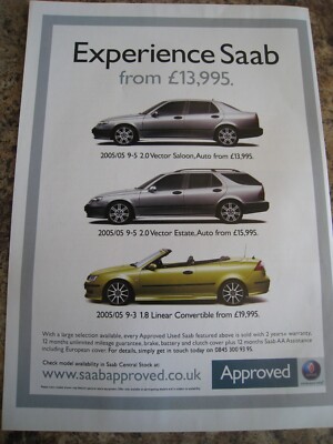 EXPERIENCE SAAB VECTOR SALOON ESTATE LINEAR CONVERTIBLE 2006 ADVERT A4 FILE 44