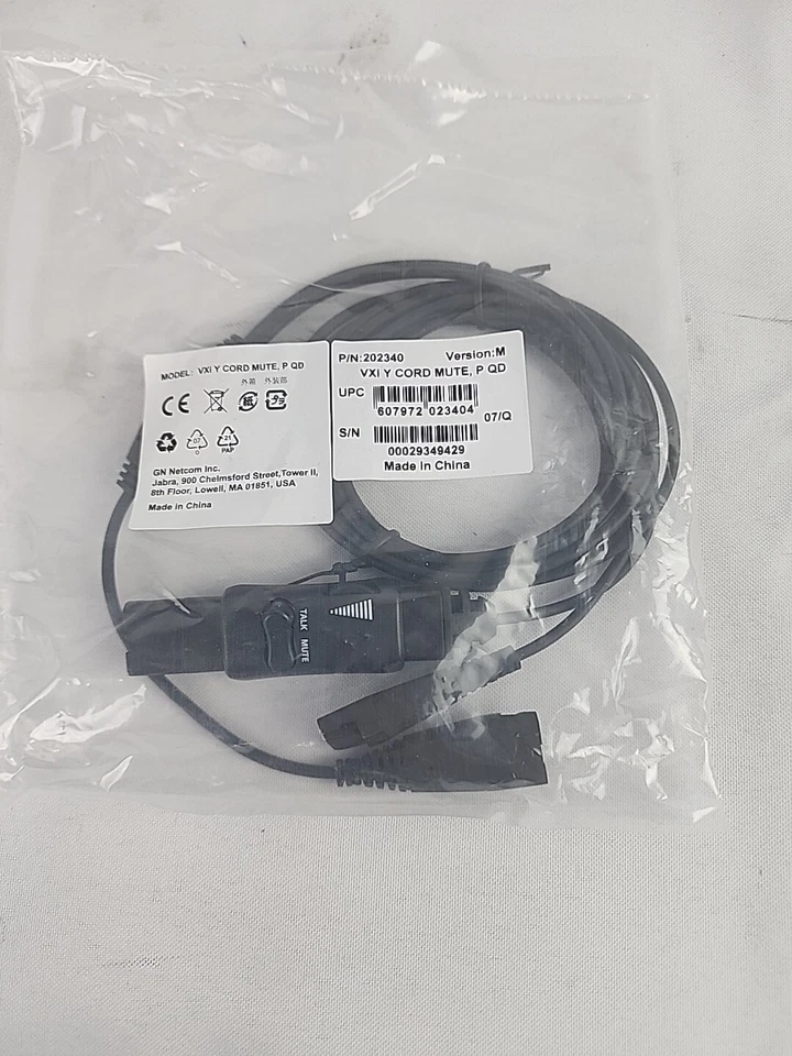 VXi 202340 Y Cord-P Training Splitter For VXi P-QD Plantronics Headsets New